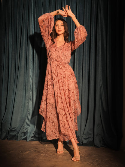 Mali Pink Pretty Snake Print Maxi Dress