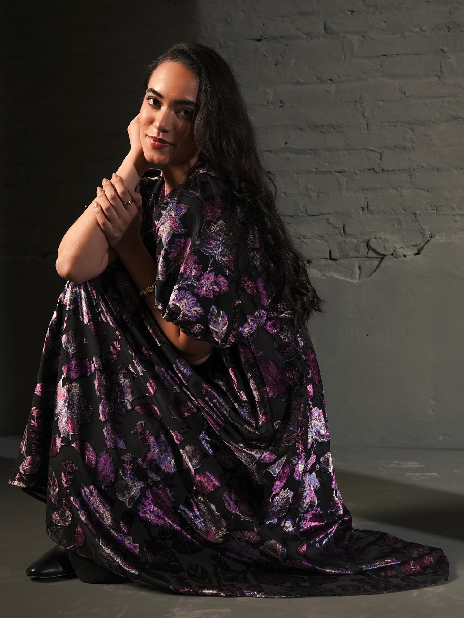 Margot Velvet Burnout Floral Dress