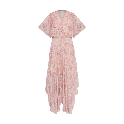 Mali Pink Print Beaded Maxi Dress