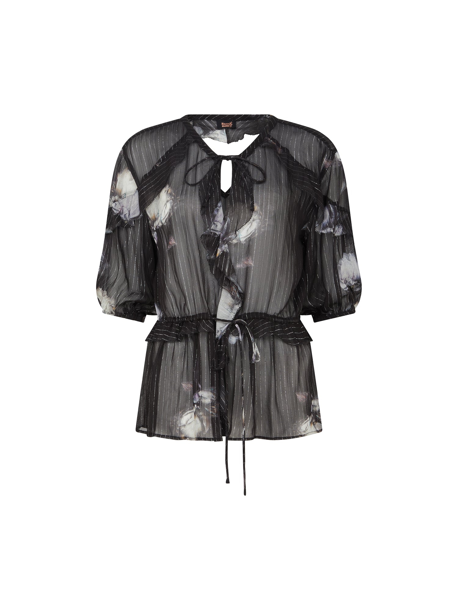 Luna Print Tie Frill Blouse