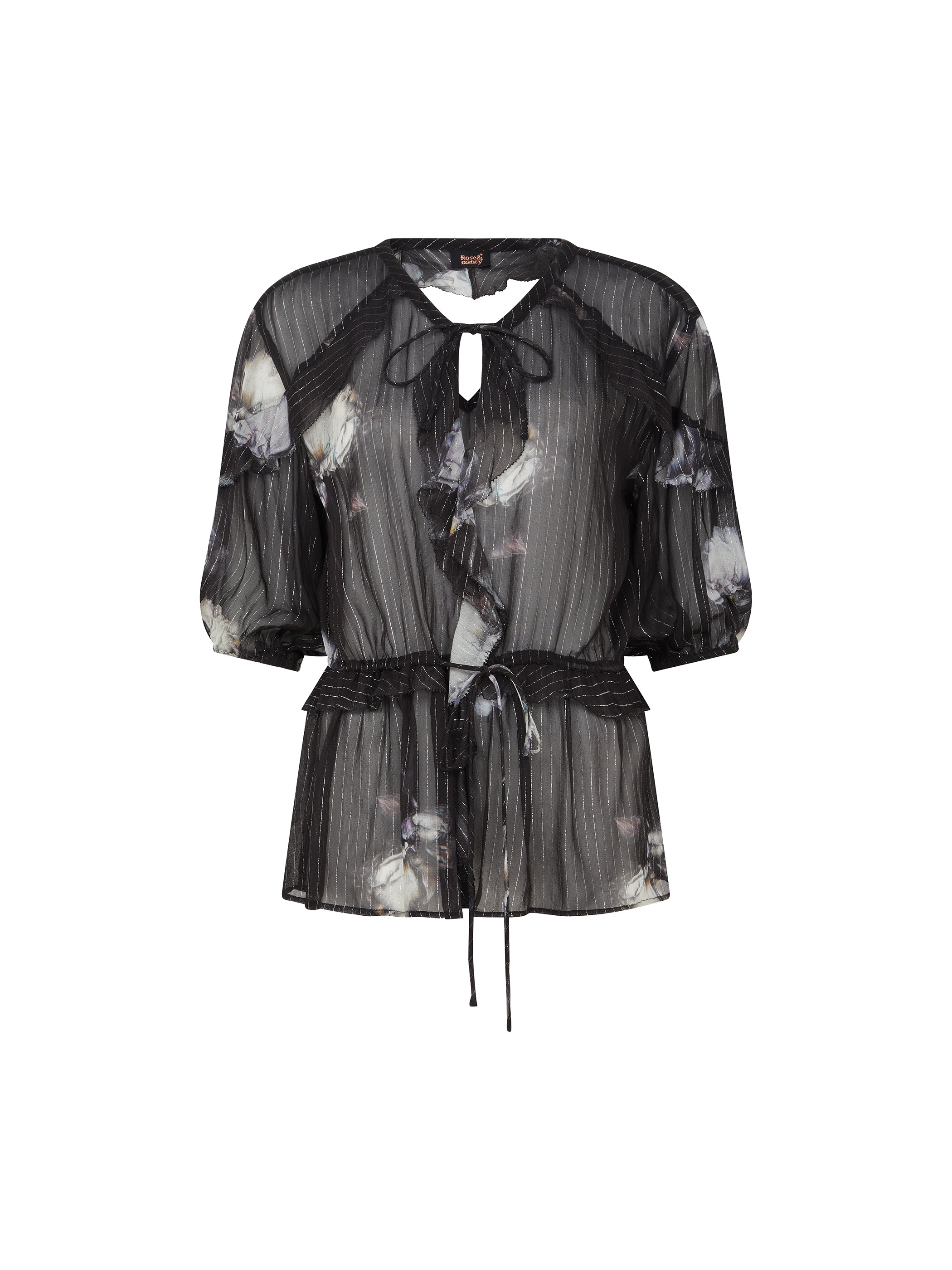 Luna Print Tie Frill Blouse