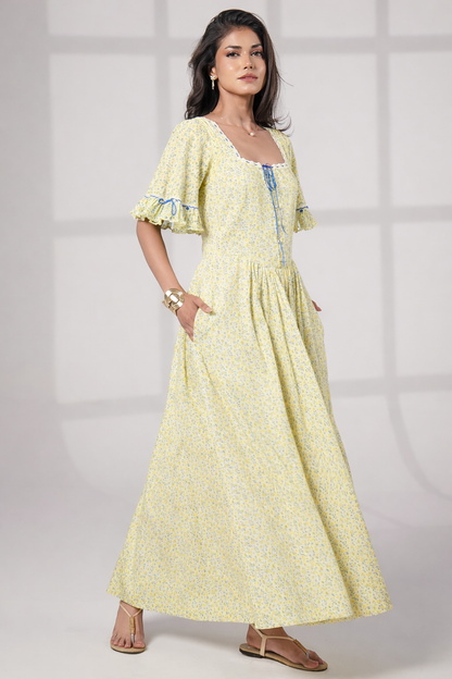 Mori Lemon Print Maxi Dress