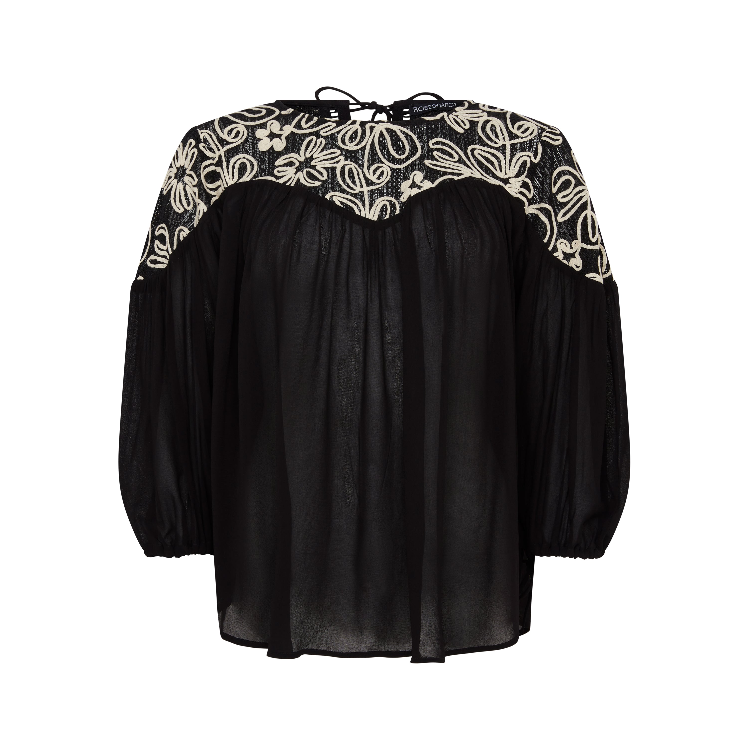 Rhea Black Boho Lace Top