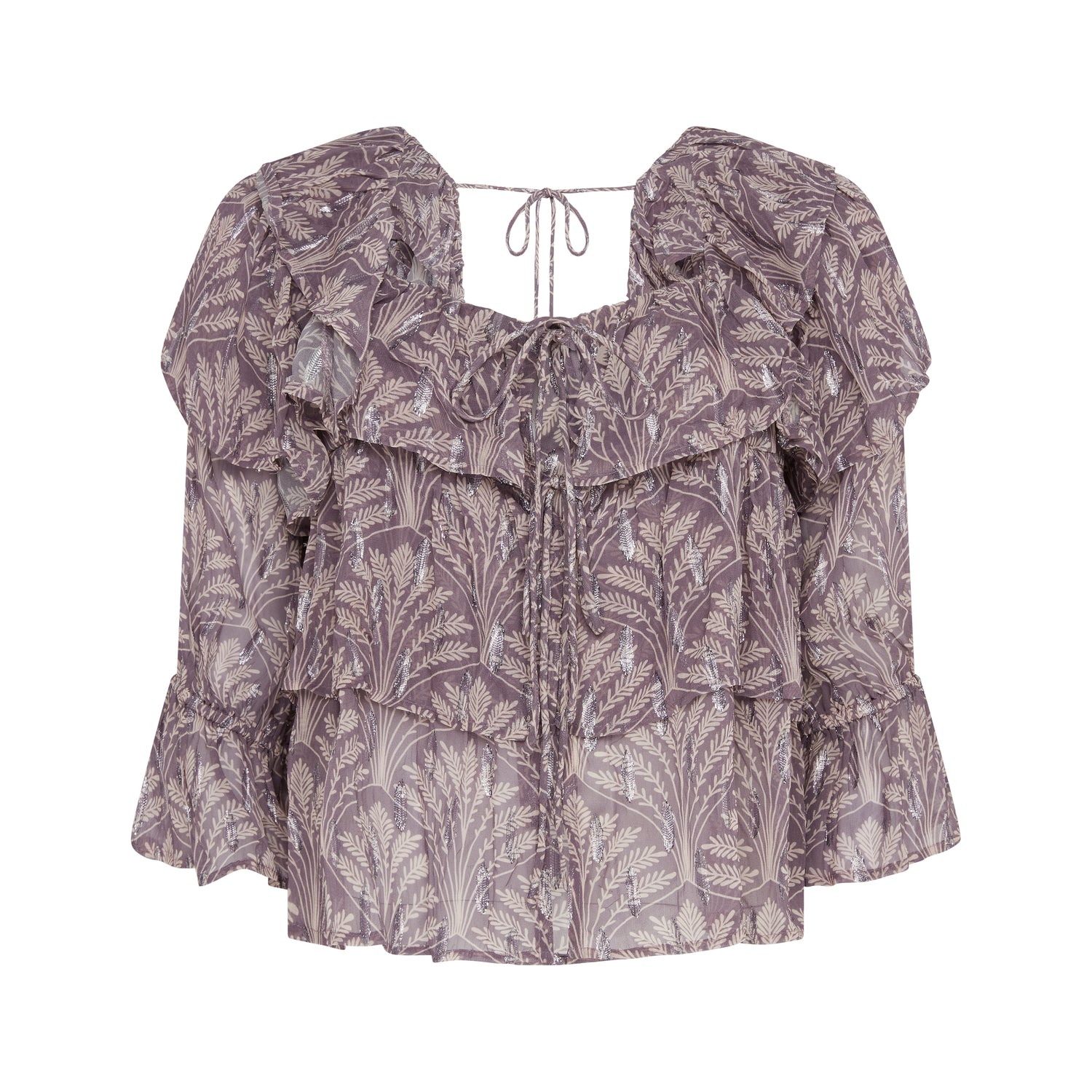 Olivia Pink Mink Sparkle Print Ruffle Blouse