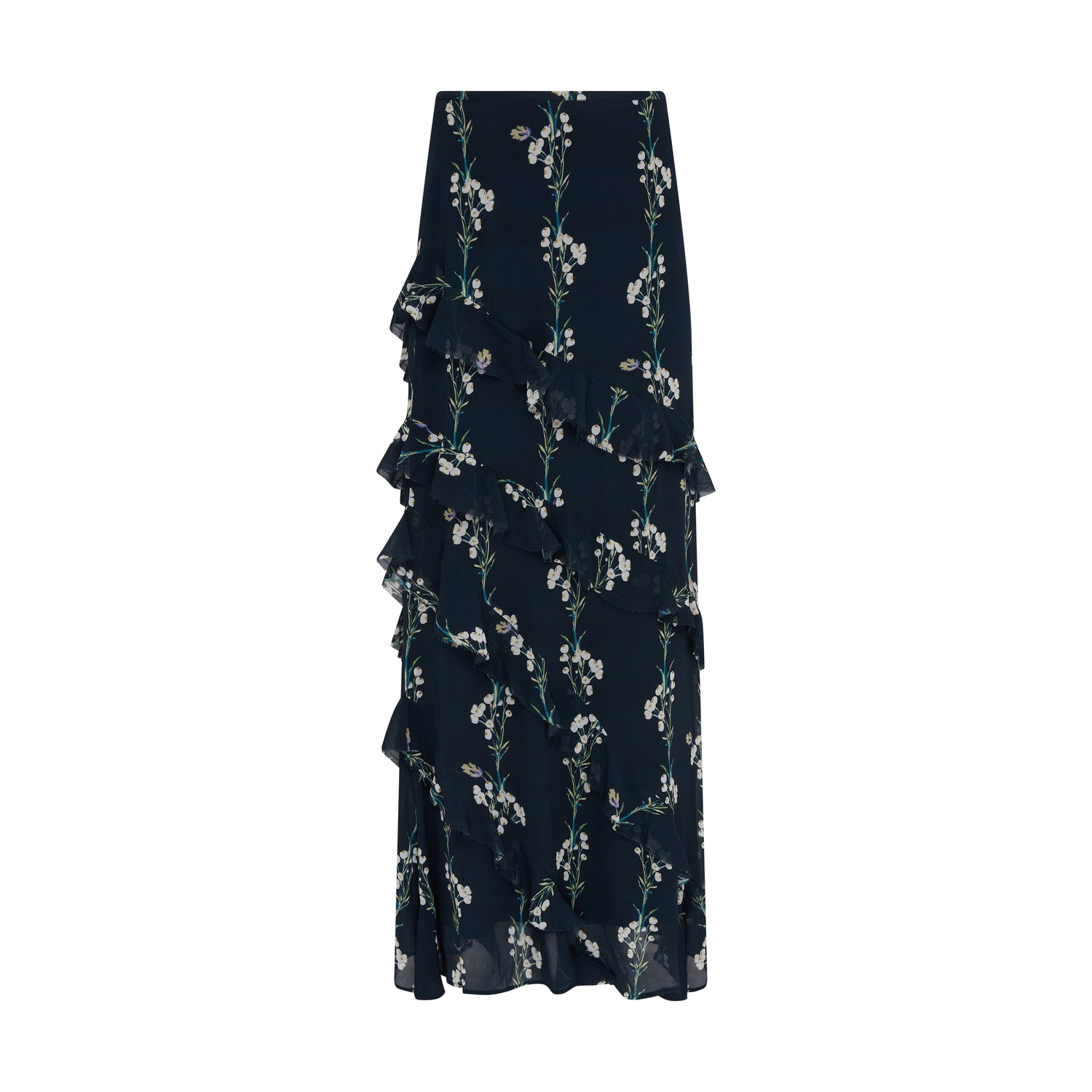 Sophia Spring Berry Maxi Black Frill Skirt