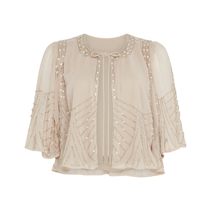 Anna Cream Embellished Cape Top