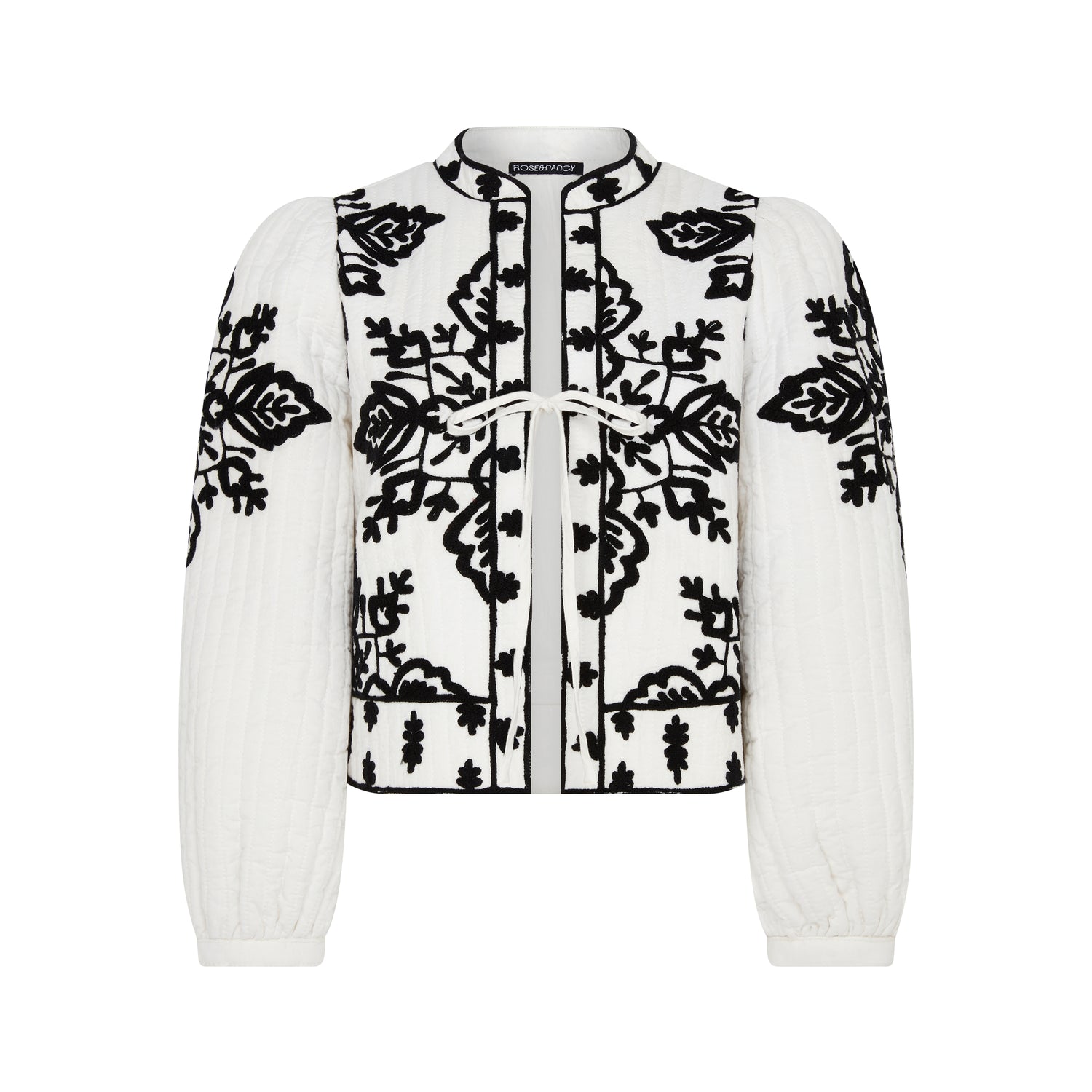 Lori Black And White Padded Embroidered Jacket