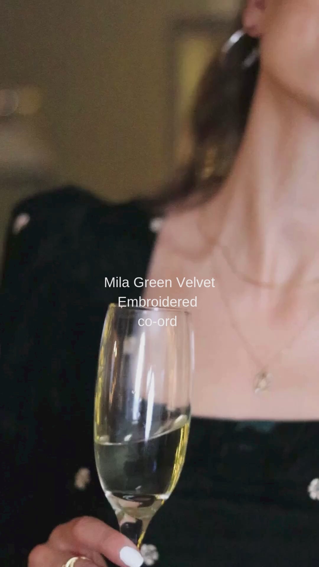 Mila Green Velvet Embroidered Top