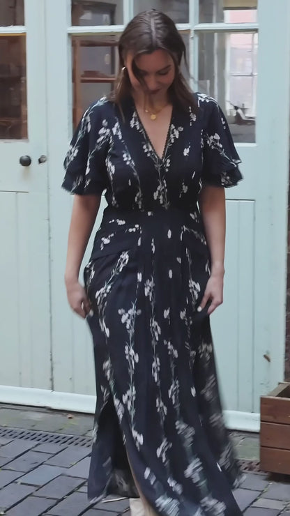 Sophia Spring Berry Black Frill Dress